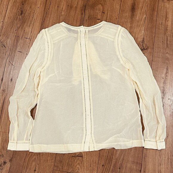 Ann Taylor 100% Silk Blouse Womens S Long Sleeve Yellow Sheer Lightweight Bow - Picture 5 of 5